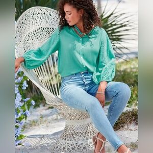 Eyelet Sleeve Blouse NEW  Size Medium